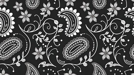 Wall Mural - bandana kerchief paisley fabric patchwork abstract vector seamless pattern for scarf kerchief shirt 