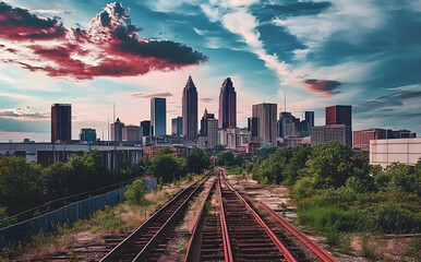 Canvas Print - Atlanta, Georgia, USA Downtown Skyline: Vibrant Cityscape with Iconic Landmarks