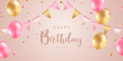 Wall Mural - Celebrate your birthday background with beautiful balloon vector illustration.