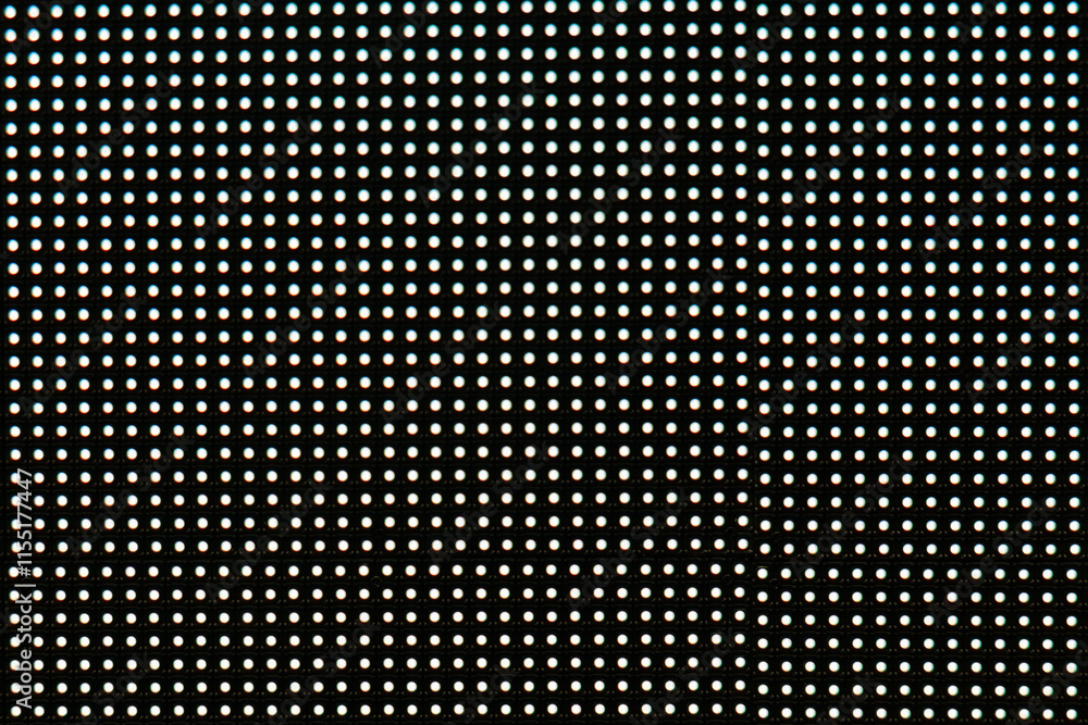 Blurred photo of video wall screen on black background with pixel grid ...