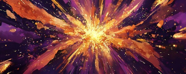 Wall Mural - bright explosion of light and color expanding in the universe