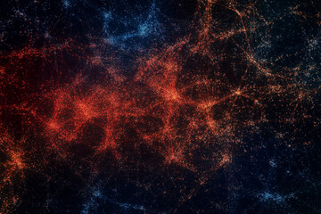 Wall Mural - abstract background representing data particles in a technological environment, each particle convey