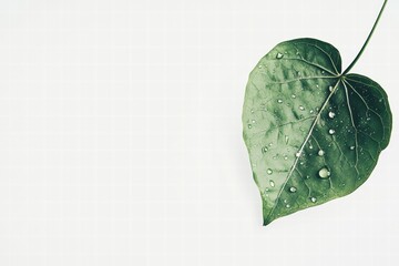 Poster - Perfect water droplet on a vibrant green leaf captured in natural light enhancing its beauty. Generative AI