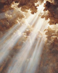 Wall Mural - Celestial peace illuminated by baroque rays sky oil painting natural light ethereal view serenity concept