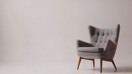 Wall Mural - Grey Fabric Armchair on Wooden Legs Minimalist Design