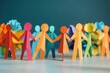 © magic - Colorful paper people holding hand. Diversity and inclusion concept.