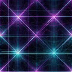 Wall Mural - purple and turquoise lights creating a glowing grid pattern on black background