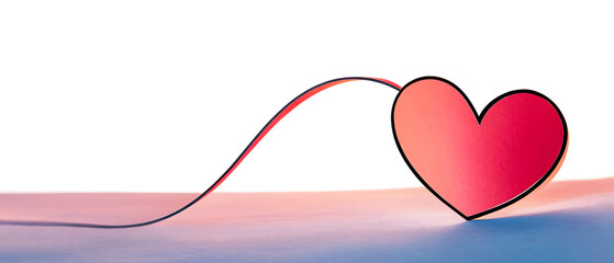 valentines card with line art drawing of simple heart sign.
