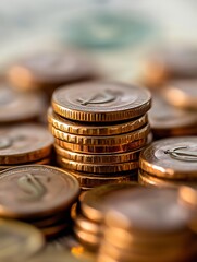 Leinwandbilder - Stack of Shiny Gold Coins Symbolizing Wealth and Financial Growth : Generative AI