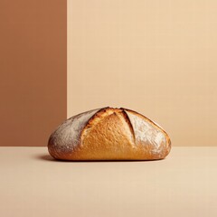 Fototapete - Minimalist bread loaf showcasing wheat grains in a tranquil setting for creative mockups and templates. Generative AI