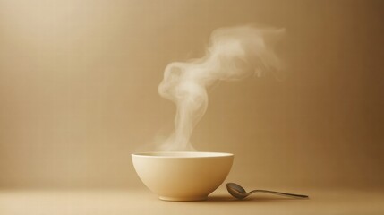 Poster - Warm soup bowl with steam rising, perfect for a cozy meal during a chilly evening. Generative AI
