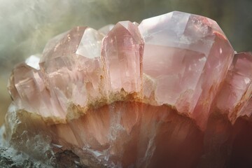 Aufkleber - This image showcases a mesmerizing close-up of a pink crystal formation, highlighting the intricate details and natural beauty of the crystal structure in vibrant sunlight.