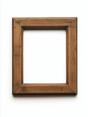 Wood picture frame isolated on white background with clipping path