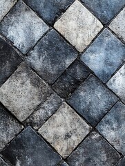 Poster - Detailed Texture of Interlocking Stone Pavement with Weathered Surface : Generative AI