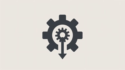 Gear Wheel Arrow Line Icon for Web & Mobile. Technology Information Graphic Design Element