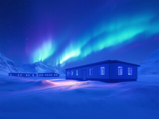 Wall Mural - Illuminating the Cold: An Arctic Research Station at Night