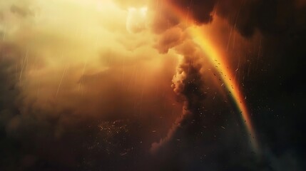 Wall Mural - A tornado is a powerful and destructive natural phenomenon characterized by a rapidly rotating column of air that extends from a thunderstorm cloud to the ground. The formation of a tornado begins wit