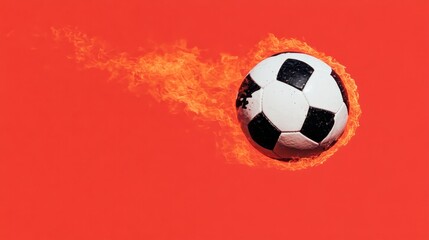 Wall Mural - Flaming Soccer Ball Victory Celebration - A fiery soccer ball symbolizes victory, passion, competition, excitement, and triumph in a dynamic sports image.