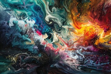 Leinwandbilder - Dynamic abstract artwork showcasing a vibrant explosion of color and texture, reflecting energy and creativity in a mesmerizing swirl of hues