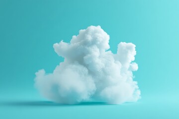Poster - A fluffy, white cloud floats against a vibrant cyan sky, offering a serene and dreamy visual that evokes feelings of peace, imagination, and tranquility.