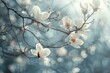© juliars - Beautiful white magnolia flowers blooming on a tree branch in springtime sunlight, creating a dreamy and romantic atmosphere