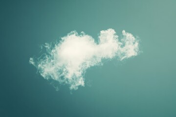 Poster - A solitary wisp of white cloud floats serenely against a clear turquoise sky, creating a minimalistic and peaceful aerial landscape in the natural atmosphere.