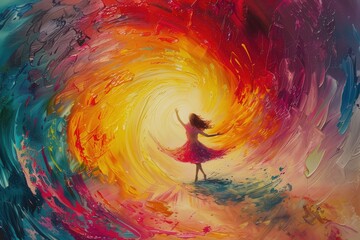 Poster - Dance of colors in a vibrant swirl creating a dynamic motion filled with energy and artistic expression