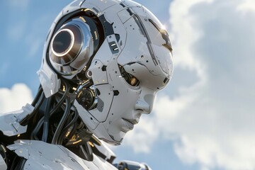 Leinwandbilder - Futuristic robot with sleek design showcases advanced technology at a technology expo in 2023