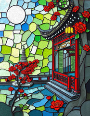  Oriental pattern. Oil painting. Pattern for printing on wall decorations, covers, leaflets, business cards