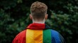 © ACE STEEL D - Man with Rainbow Jacket Back View, LGBTQ+ Pride, Support, Acceptance