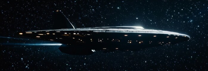 Wall Mural - a large space ship is flying through the sky
