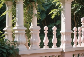 Poster - A Masterful Display of Intricate White Baluster Designs in Soft Natural Light