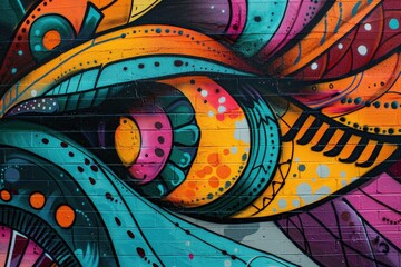 Poster - Colorful mural showcasing a vibrant owl design with intricate patterns in an urban setting during daylight hours
