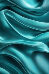 Sticker - Teal mint jade green aqua blue abstract background. Silk satin fabric. Smooth drape folds. Elegant luxury shimmer light.