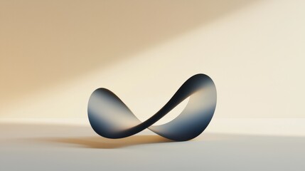 Wall Mural - A curved, blue and white object is sitting on a white surface