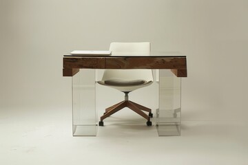 Poster - Modern transparent chair and desk combo create a stylish workspace, enhancing minimalistic design and functionality in contemporary interiors