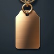 © Tiktok - Brushed copper tag on gold chain, dark background.
