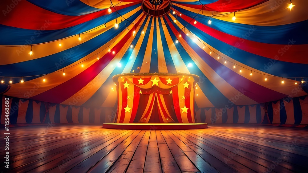 Colorful multi colored circus tent background and twinkling lights with ...