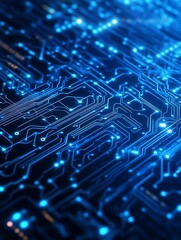 Aufkleber - Abstract Glowing Circuit Board Pattern on a Dark Background for Technology Design Concepts : Generative AI