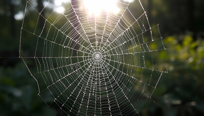 spider web with dew drops