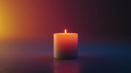 Aufkleber - Soft glow of a lit candle surrounded by warm color gradients during a calm evening atmosphere. Generative AI