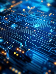 Poster - Intricate Circuit Path on Modern Electronic Circuit Board : Generative AI
