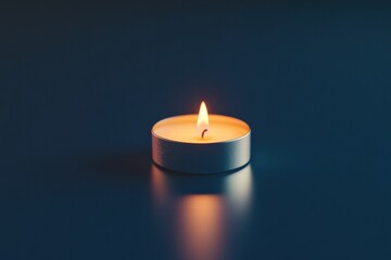 Aufkleber - Soft glow of a single lit candle on a dark surface creating a calm and peaceful ambiance. Generative AI