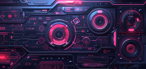 Wall Mural - futuristic technology background cyber tech wallpaper