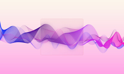 Wall Mural - A page for a glassmorphism style web site with abstract waves