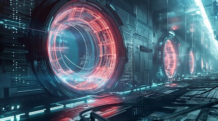 Wall Mural - futuristic technology background cyber tech wallpaper
