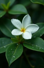 Wall Mural - A white flower with water droplets on it