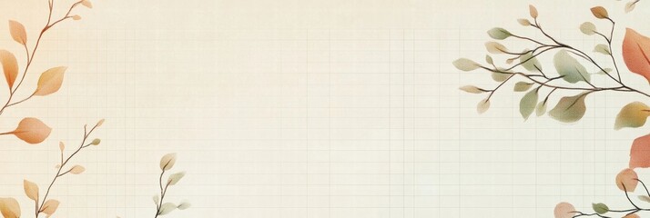 Fototapete - Planner layout with subtle grid lines and minimalistic floral design for creative organization and planning needs. Generative AI