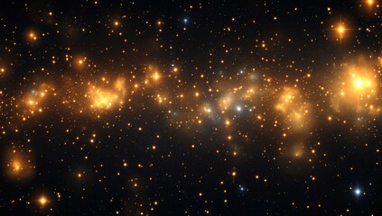 Wall Mural - Golden cosmic nebula with bright stars and dust clouds in space.