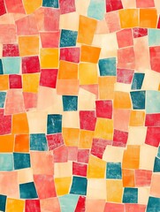 Poster - Vibrant Colorful Abstract Mosaic with Geometric Shapes and Bright Tones : Generative AI